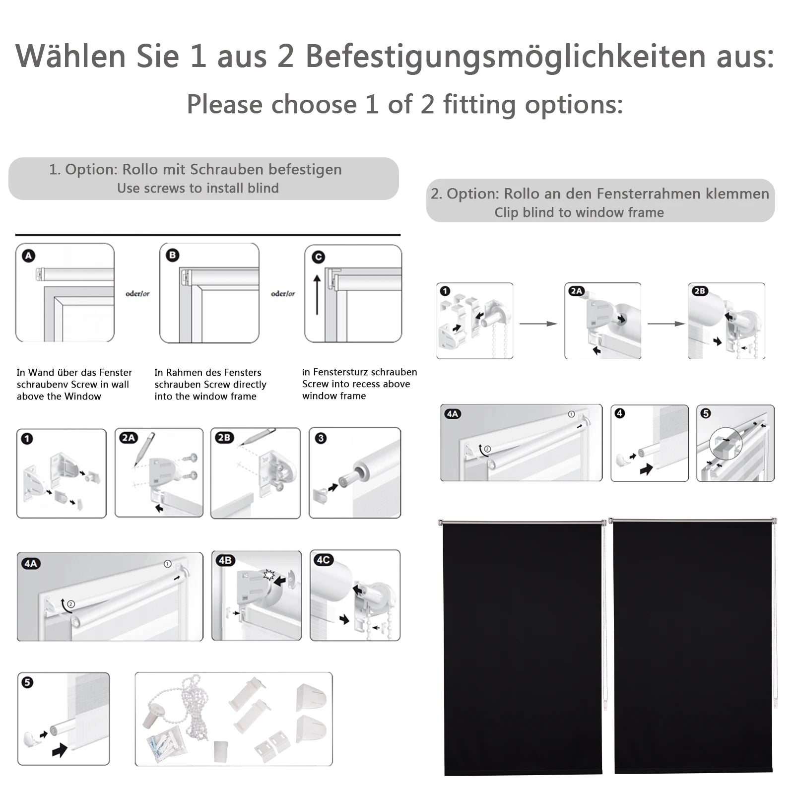 Verdunkelungs-Rollo Thermo-Rollo ohne Bohren – Blickdicht, Sonnenschutz & Privatsphäre für Fenster, Türen, Küche, seitlicher Zug