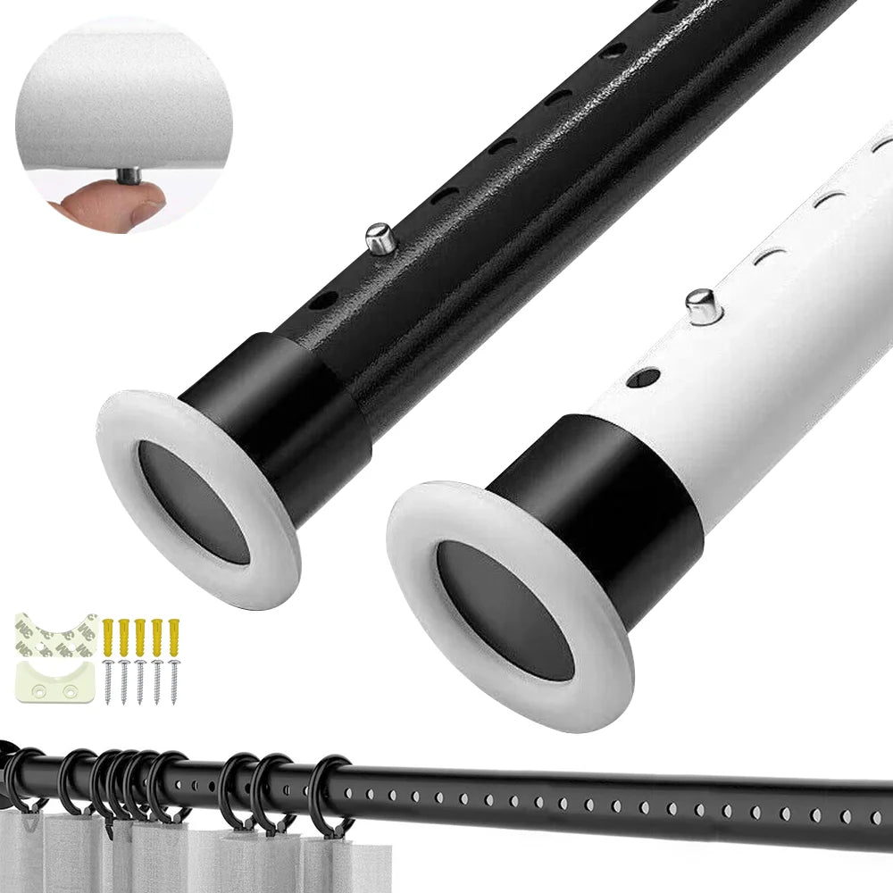 Verstellbare Gardinenstange & Duschvorhangstange ohne Bohren – Rutschfeste Teleskopstange 70–360 cm, Stabiler Kohlenstoffstahl, Einfache Montage
