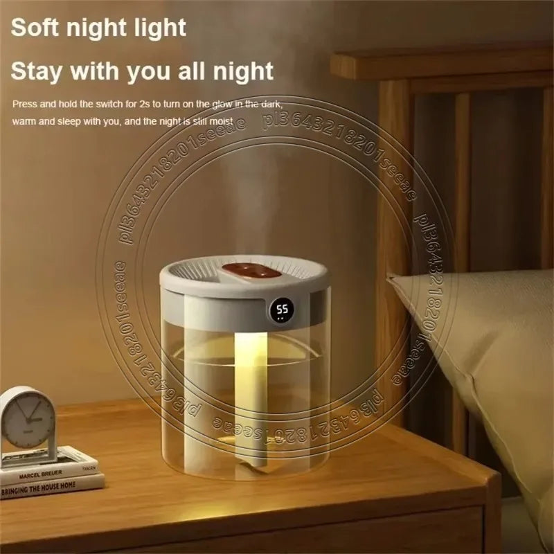 Ultraschall Luftbefeuchter 2L USB – Leiser Doppel-Spray Diffusor mit LED Display & Nachtlicht | Luftreiniger fürs Schlafzimmer & Büro