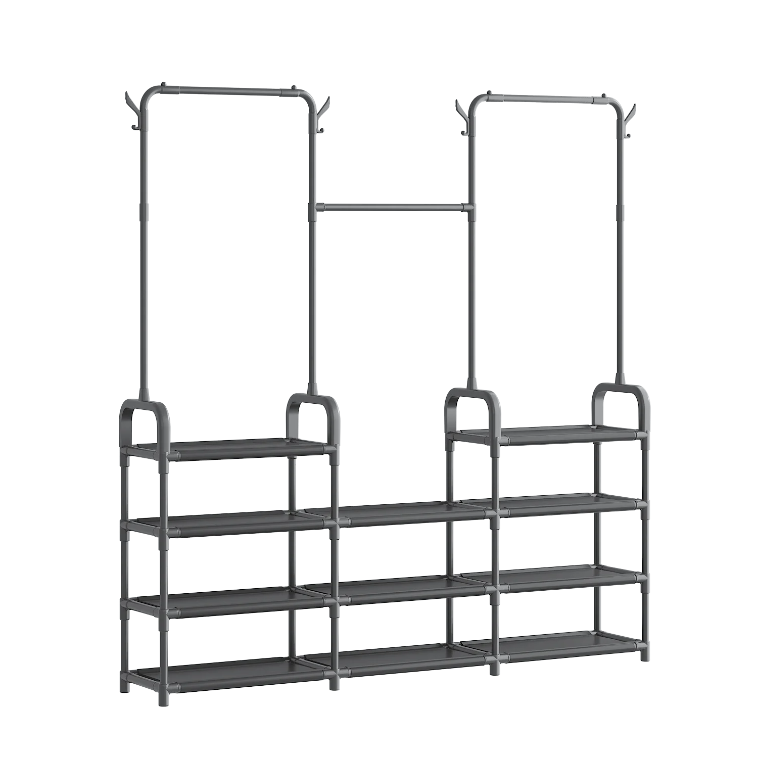 Multifunktionaler Kleiderständer für Schlafzimmer & Wohnheim – Garderobenständer mit Haken, Mantel- & Hutablage, Trockengestell für Kleidung