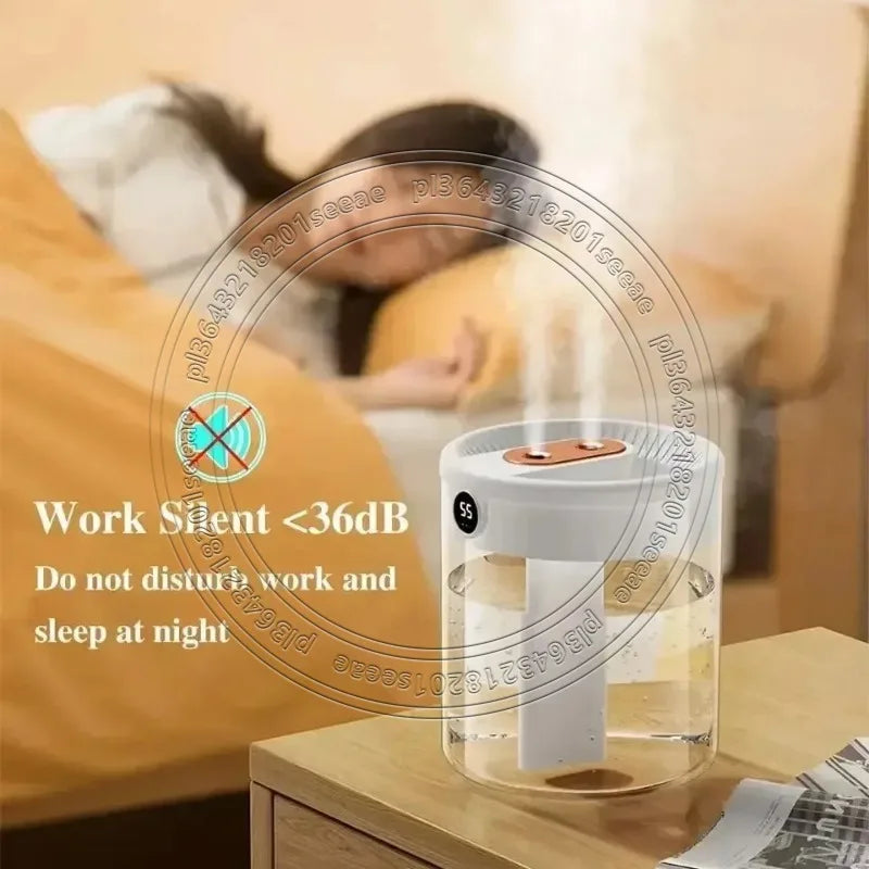 Ultraschall Luftbefeuchter 2L USB – Leiser Doppel-Spray Diffusor mit LED Display & Nachtlicht | Luftreiniger fürs Schlafzimmer & Büro