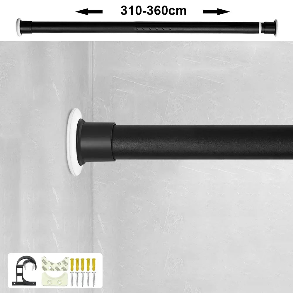 Verstellbare Gardinenstange & Duschvorhangstange ohne Bohren – Rutschfeste Teleskopstange 70–360 cm, Stabiler Kohlenstoffstahl, Einfache Montage