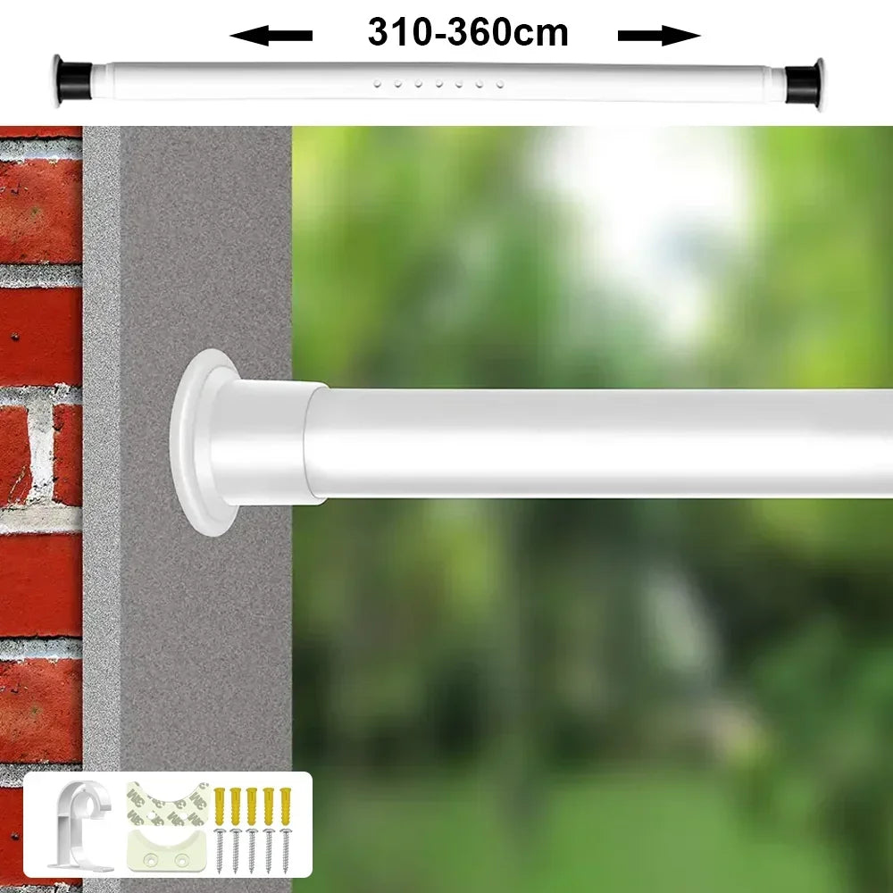Verstellbare Gardinenstange & Duschvorhangstange ohne Bohren – Rutschfeste Teleskopstange 70–360 cm, Stabiler Kohlenstoffstahl, Einfache Montage