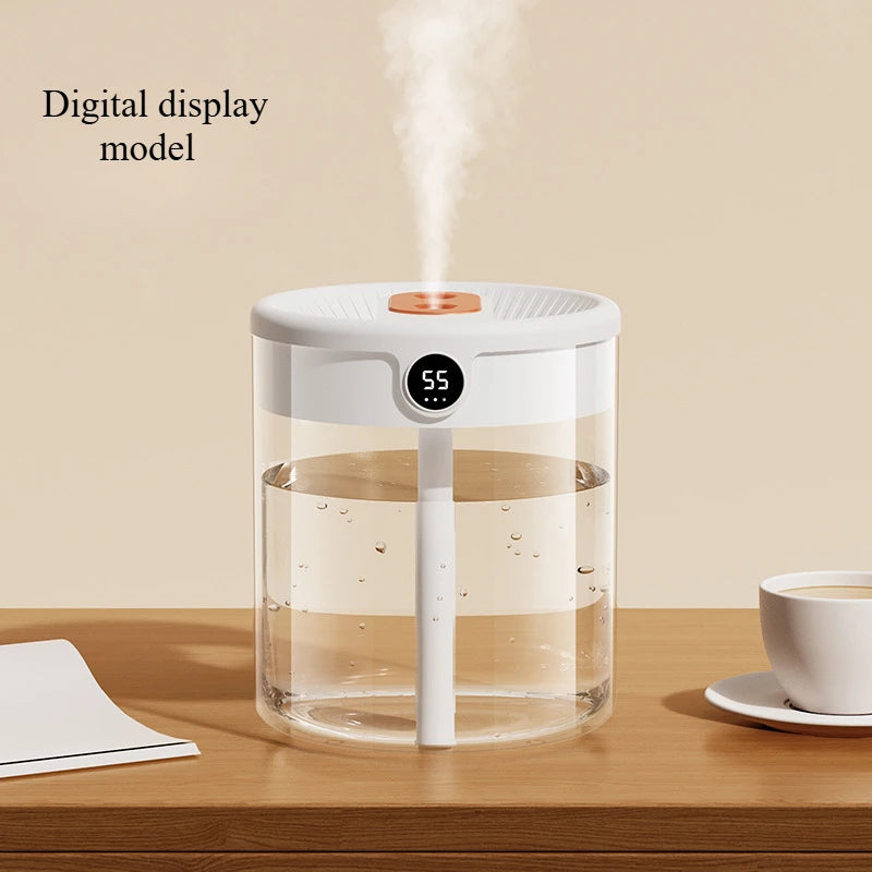 Ultraschall Luftbefeuchter 2L USB – Leiser Doppel-Spray Diffusor mit LED Display & Nachtlicht | Luftreiniger fürs Schlafzimmer & Büro