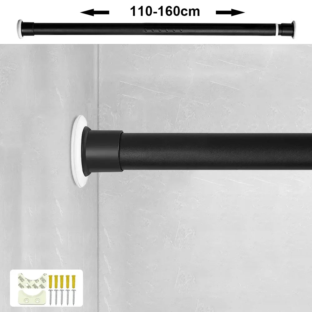 Verstellbare Gardinenstange & Duschvorhangstange ohne Bohren – Rutschfeste Teleskopstange 70–360 cm, Stabiler Kohlenstoffstahl, Einfache Montage