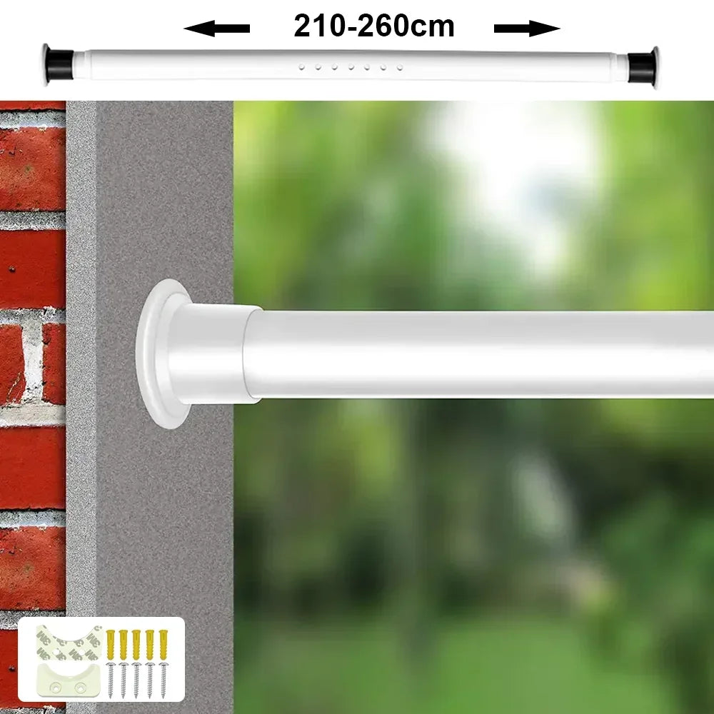 Verstellbare Gardinenstange & Duschvorhangstange ohne Bohren – Rutschfeste Teleskopstange 70–360 cm, Stabiler Kohlenstoffstahl, Einfache Montage
