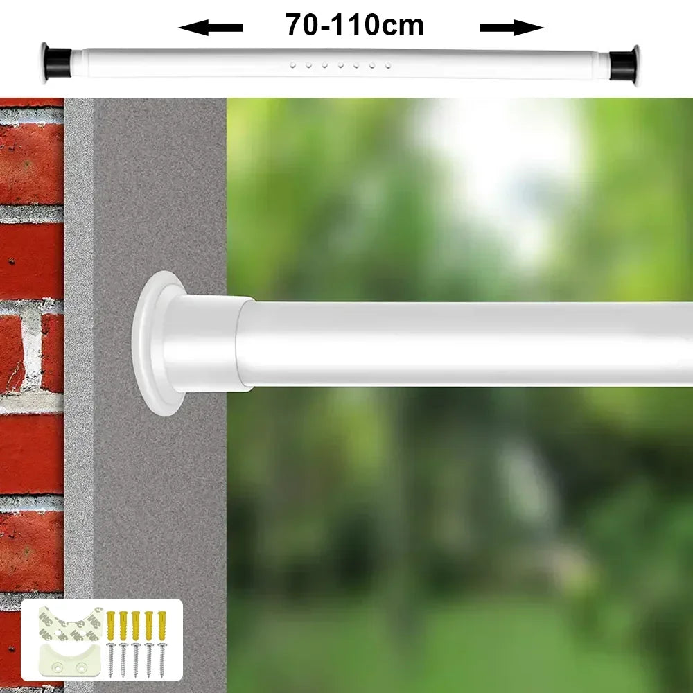Verstellbare Gardinenstange & Duschvorhangstange ohne Bohren – Rutschfeste Teleskopstange 70–360 cm, Stabiler Kohlenstoffstahl, Einfache Montage