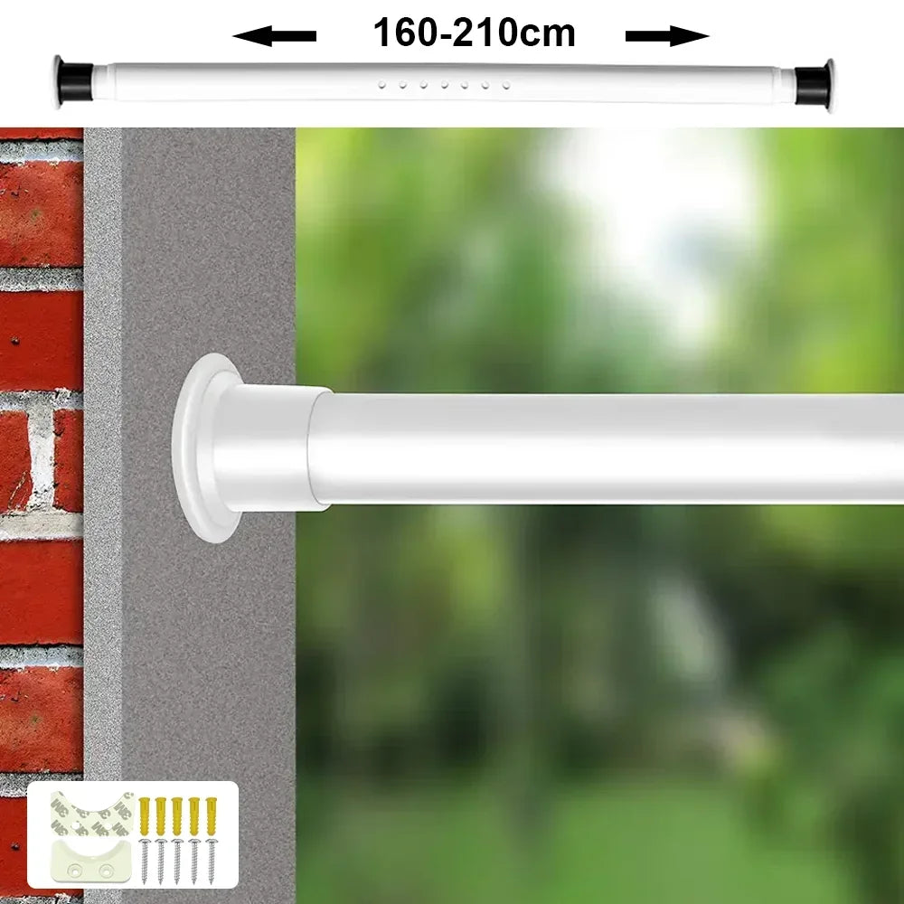 Verstellbare Gardinenstange & Duschvorhangstange ohne Bohren – Rutschfeste Teleskopstange 70–360 cm, Stabiler Kohlenstoffstahl, Einfache Montage