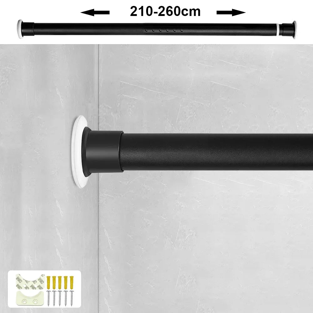 Verstellbare Gardinenstange & Duschvorhangstange ohne Bohren – Rutschfeste Teleskopstange 70–360 cm, Stabiler Kohlenstoffstahl, Einfache Montage